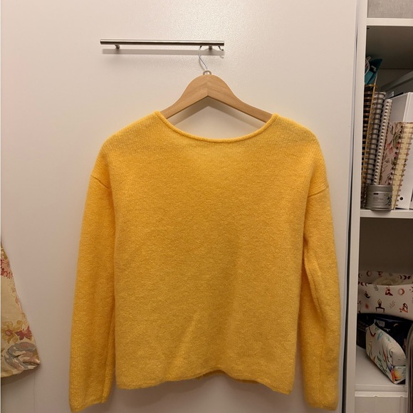 Sezane Gaspard Cardigan Jumper in Pastel Yellow - Picture 3 of 4